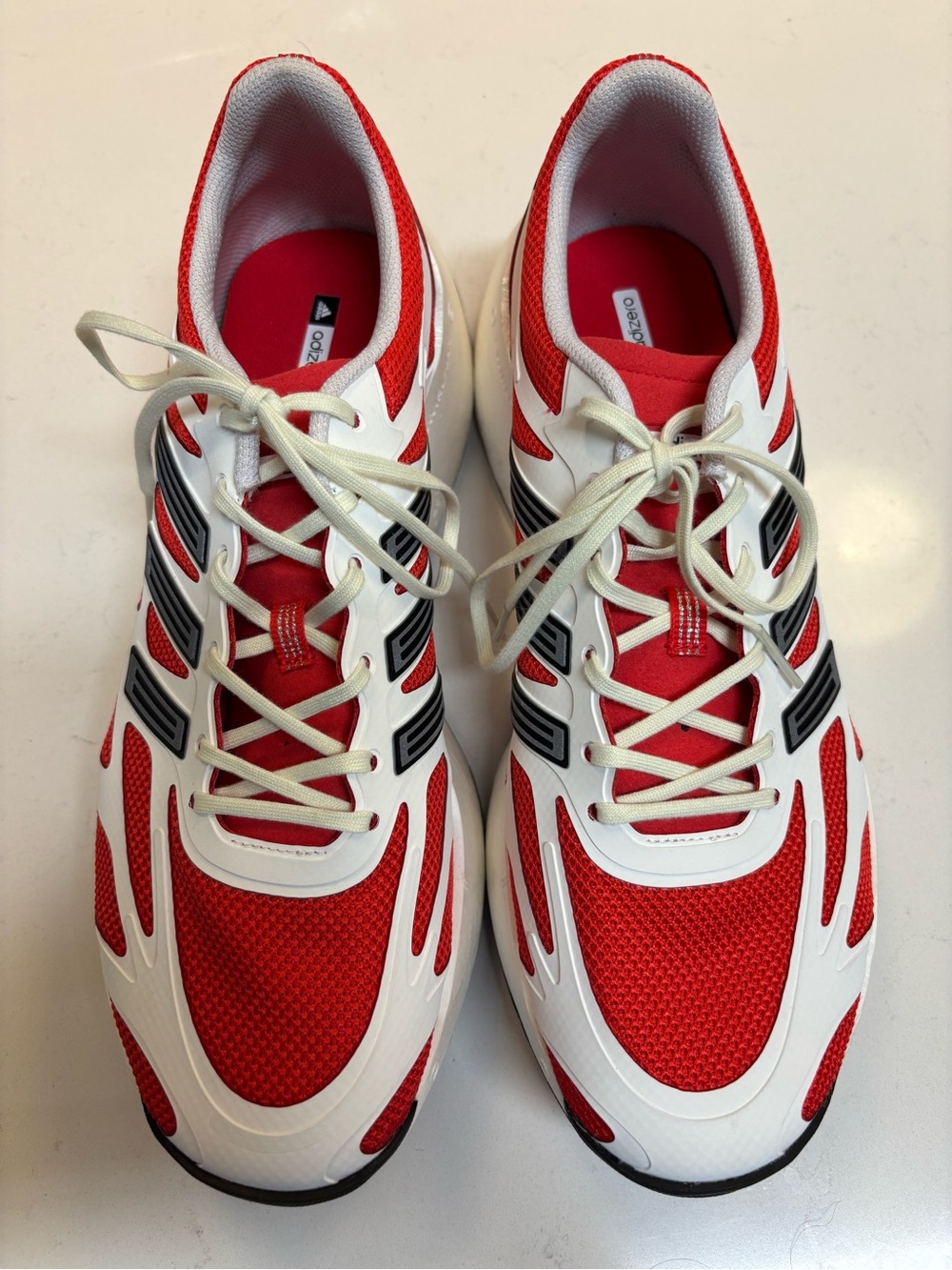 adidas White and Red Low-Top Sneakers with Black Collar - Picture 8 of 8
